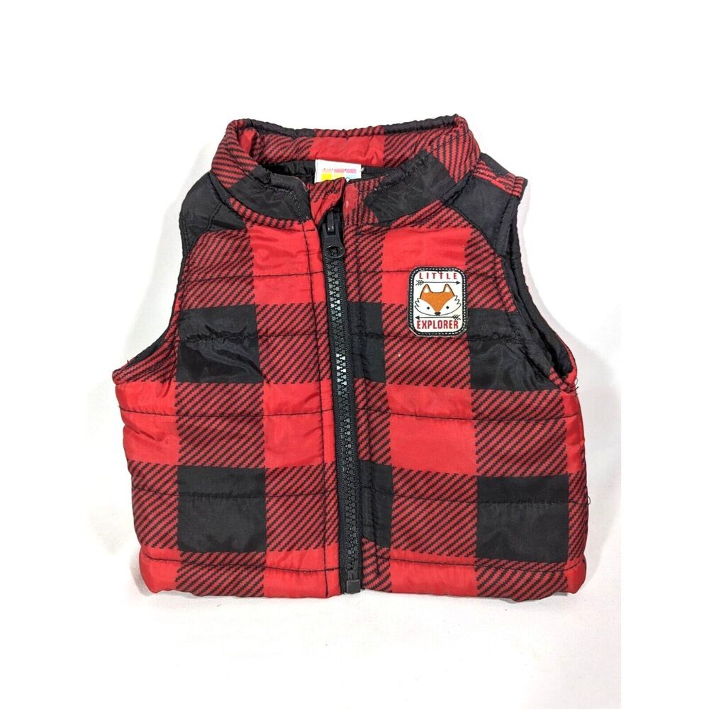 Little Explorer Newborn Infant Red Tartan Plaid Vest Doll Clothing Crafts